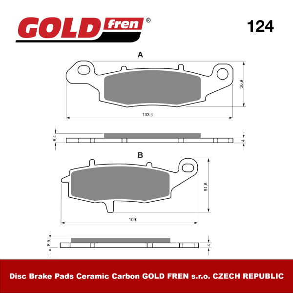 Изображение Тормозные колодки Gold Fren S3 124 (FA231)
