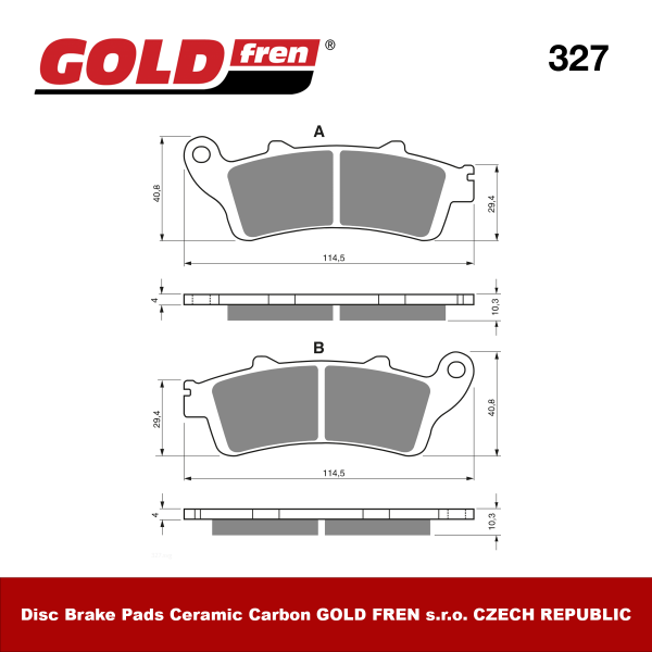 Изображение Тормозные колодки Gold Fren S3 327 (FA261/2)