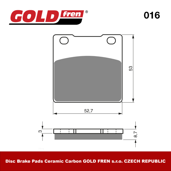 Изображение Тормозные колодки Gold Fren S3 016 (FA063, FA161)