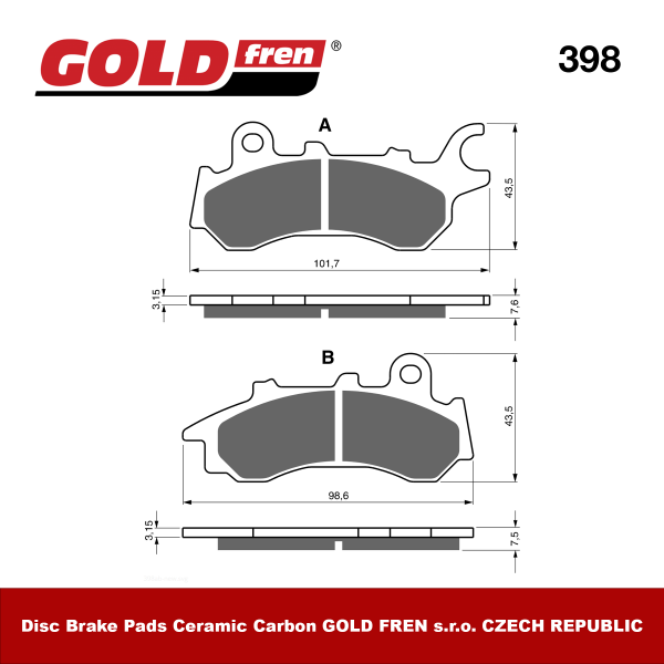 Изображение Тормозные колодки Gold Fren 328 S3 (FA630)