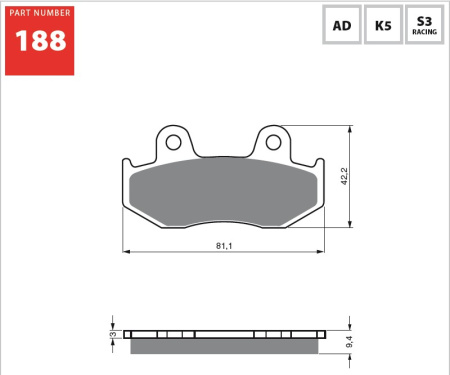 Изображение Тормозные колодки Gold Fren S3 188 (FA323)
