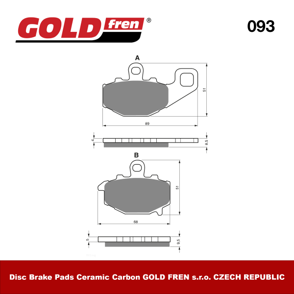 Изображение Тормозные колодки Gold Fren S3 093 (FA192)