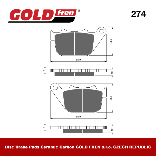 Изображение Тормозные колодки Gold Fren S3 274 (FA387)